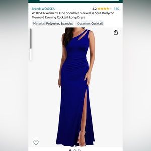 Woosea one shoulder long cocktail blue dress